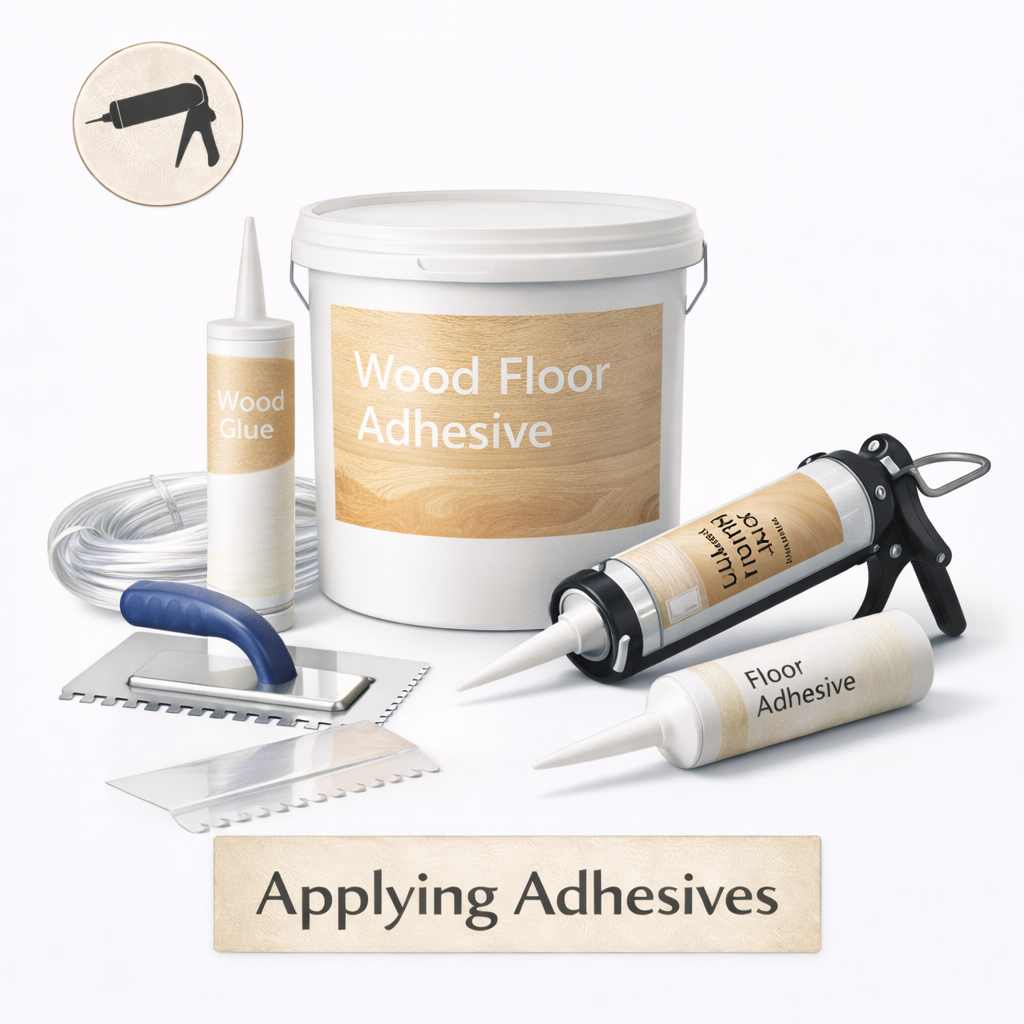 wood floor applying adhesives
